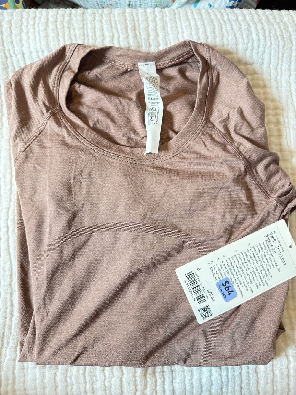 Lululemon Swiftly Tech Long-Sleeve 2.0 Twilight Rose Size 6